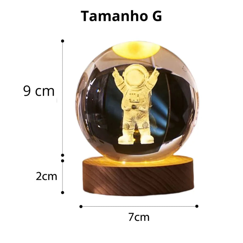 ZOMMI Bola de Crital 3D Abajur Luz Noturna USB Plug in LED Quarto Noite Presentear Lampada Galaxia Lua Astronauta Iluminação