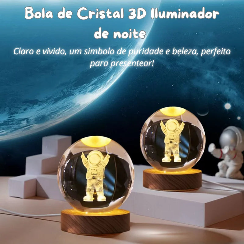 ZOMMI Bola de Crital 3D Abajur Luz Noturna USB Plug in LED Quarto Noite Presentear Lampada Galaxia Lua Astronauta Iluminação