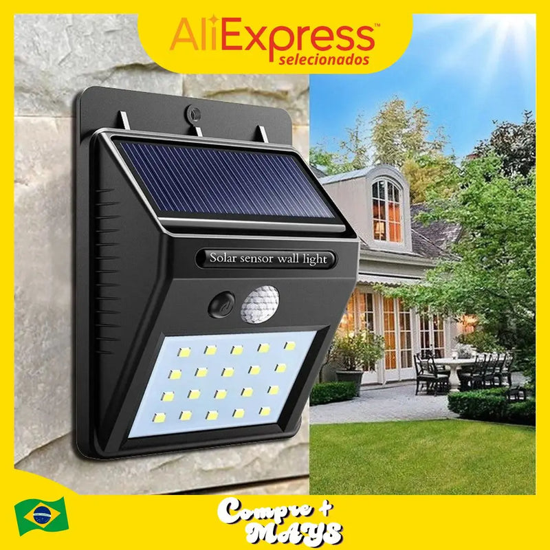 Solar Luminaire With Automatic Presence Sensor 20LED Outdoor Efficient Lighting Garden Entrance Garage Safety