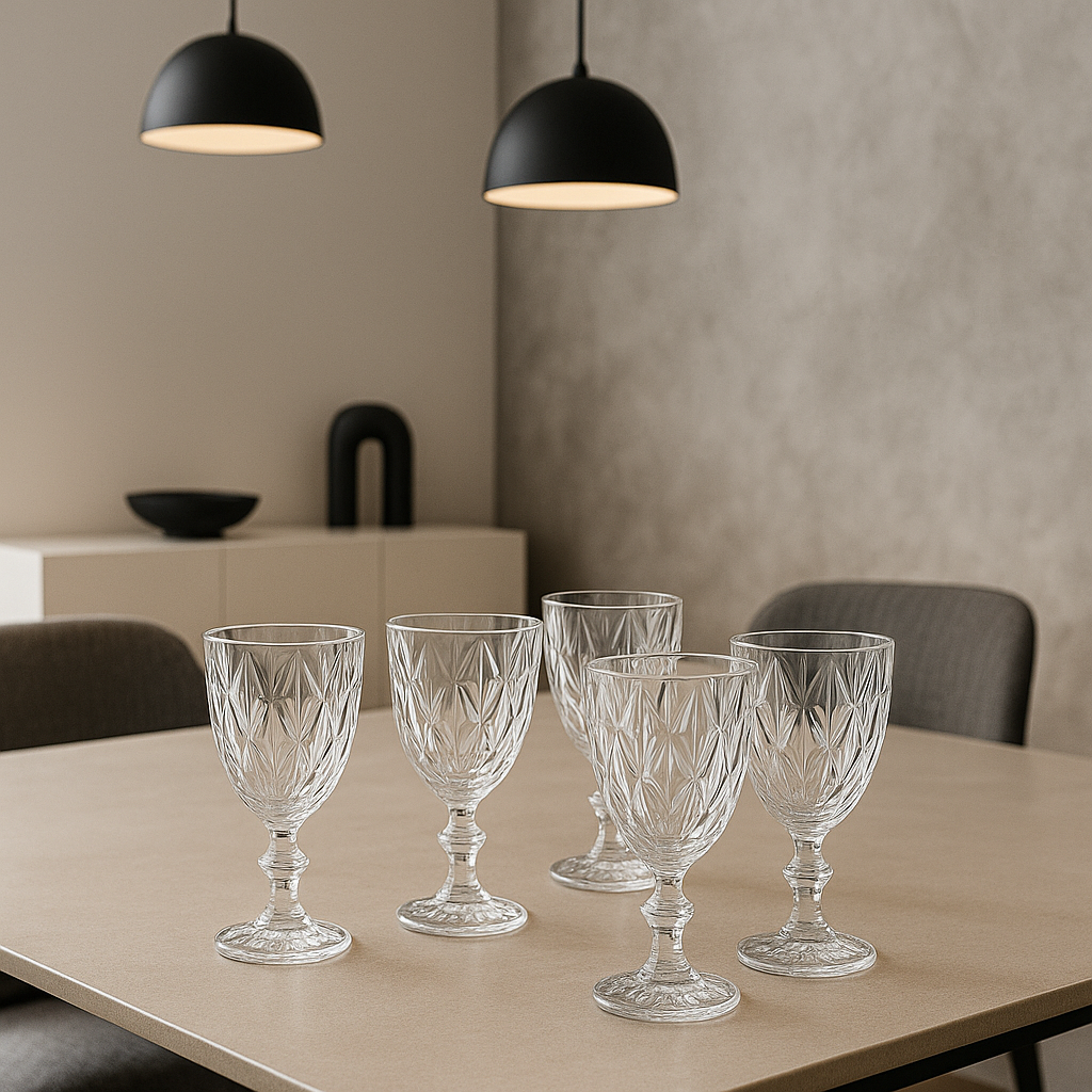 Conjunto De Taças De Vidro 6 Peças Linha Diamante 375ml U / UNICA