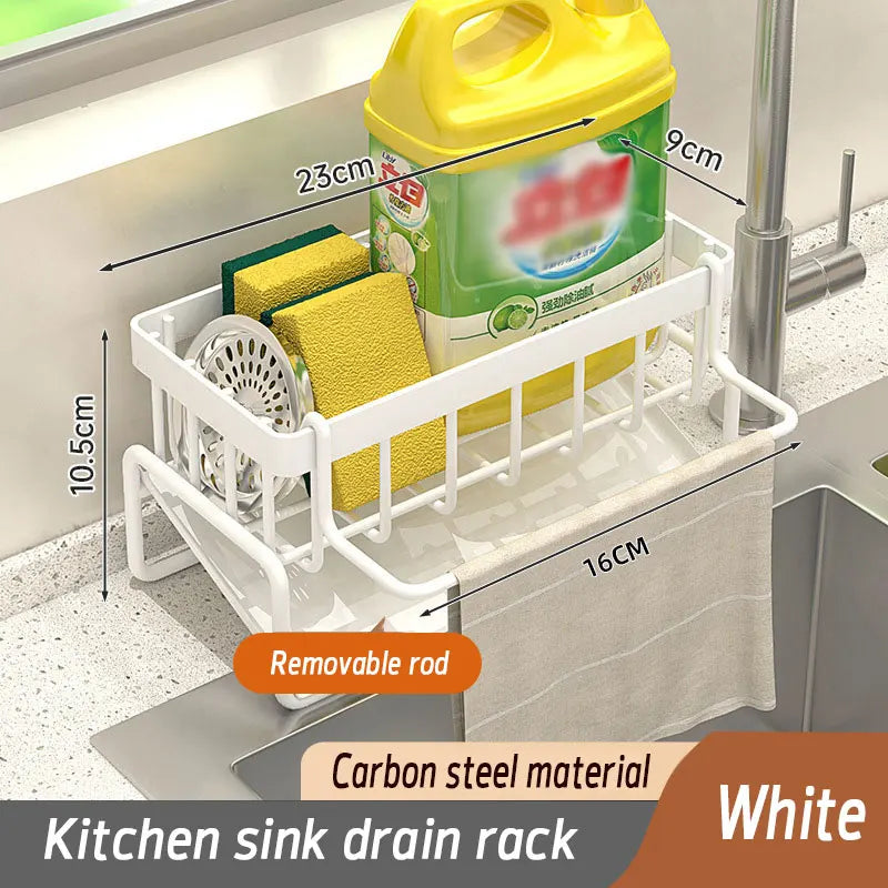 Kitchen Sponge Holder Stainless Steel Sink Drain Rack Soap Drainer Towel Rack Shelf Organizer bathroom Storage Accessories