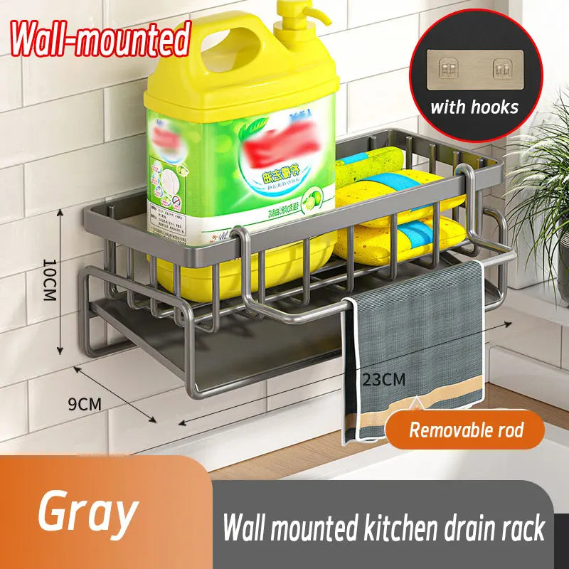 Kitchen Sponge Holder Stainless Steel Sink Drain Rack Soap Drainer Towel Rack Shelf Organizer bathroom Storage Accessories