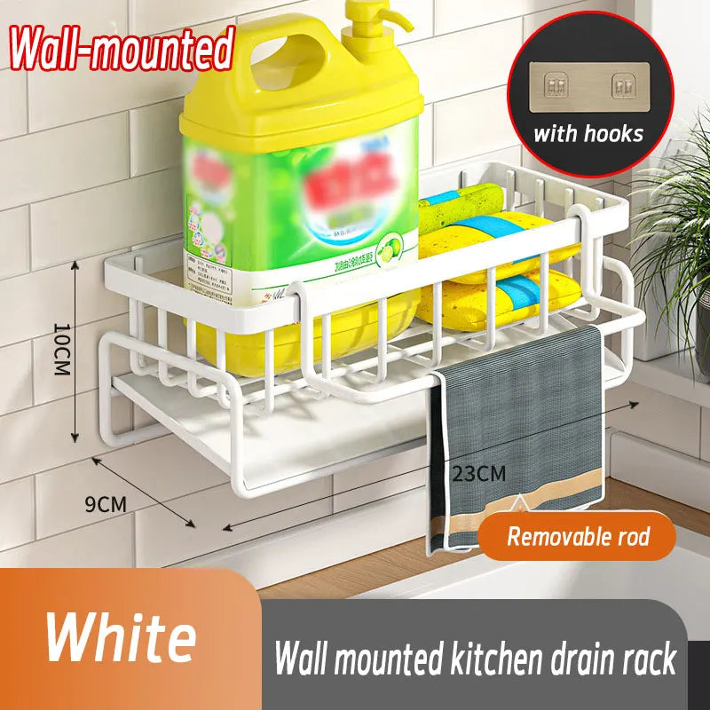 Kitchen Sponge Holder Stainless Steel Sink Drain Rack Soap Drainer Towel Rack Shelf Organizer bathroom Storage Accessories