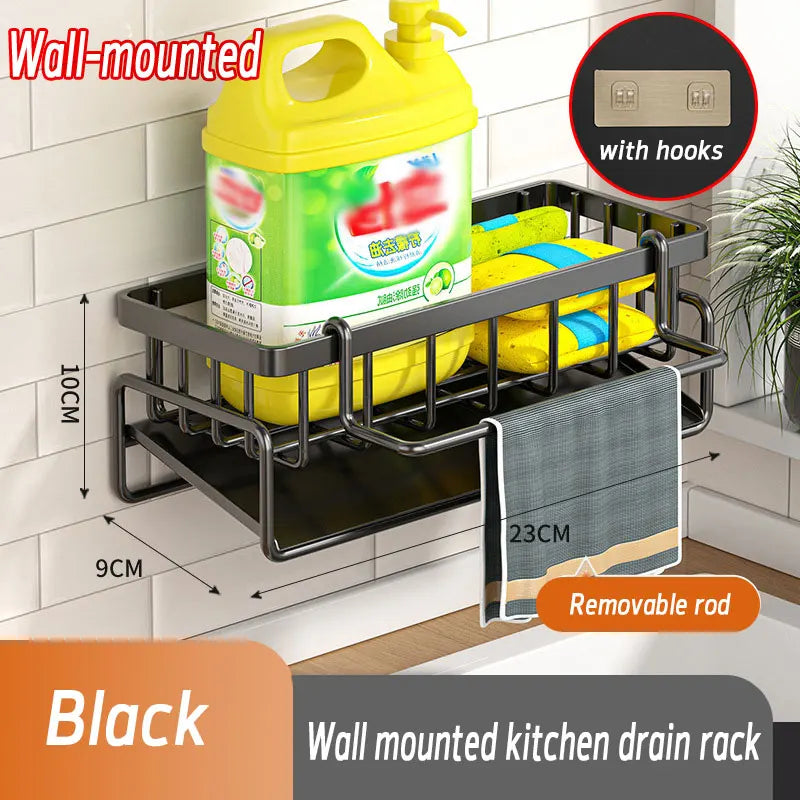Kitchen Sponge Holder Stainless Steel Sink Drain Rack Soap Drainer Towel Rack Shelf Organizer bathroom Storage Accessories