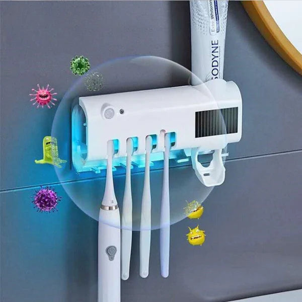 Dispenser Automático com Esterilizador UV e Suporte de Escovas