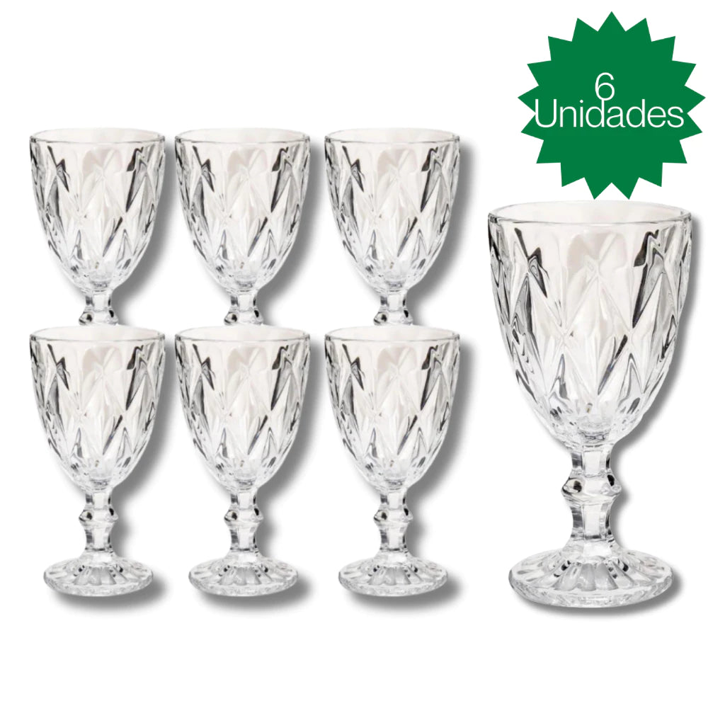 Conjunto De Taças De Vidro 6 Peças Linha Diamante 375ml U / UNICA